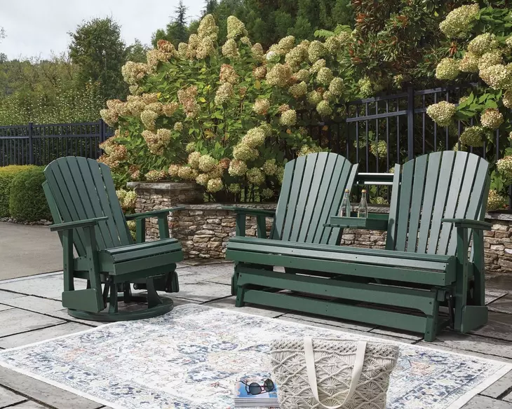 Hyland Wave Green 67" Outdoor Glider Loveseat
