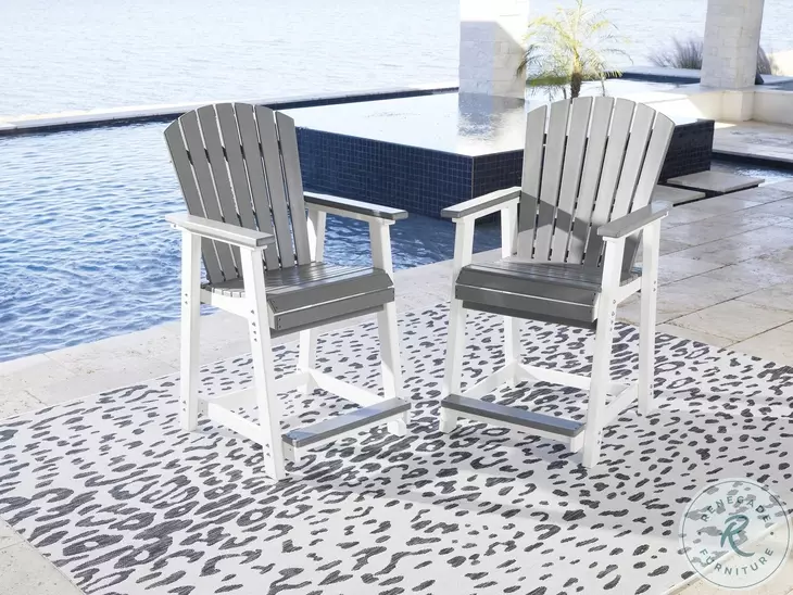Transville Gray And White Outdoor Counter Height Stool Set of 2
