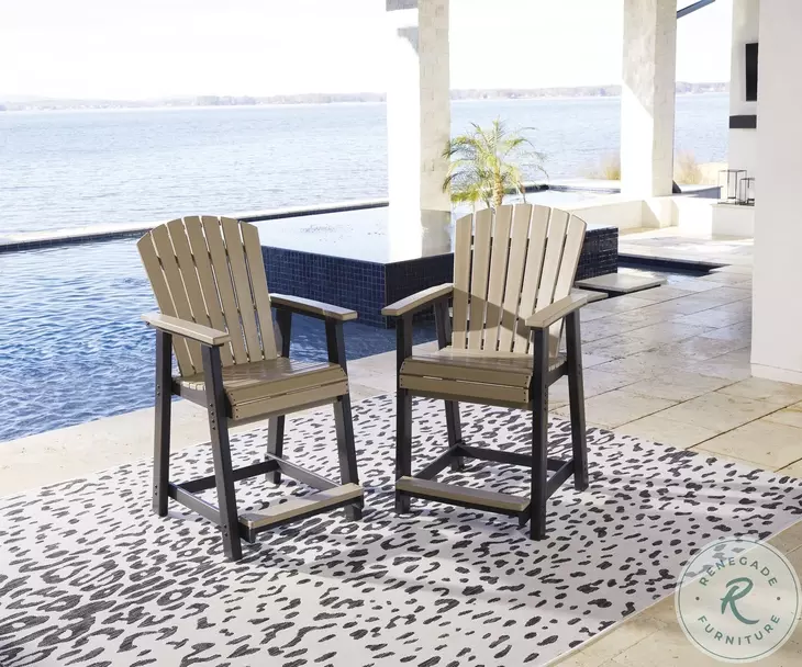 Fairen Trail Black And Driftwood Outdoor Counter Height Stool Set of 2
