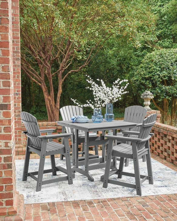 Ross Cove Dark Gray 42" Square Outdoor Counter Height Dining Room Set