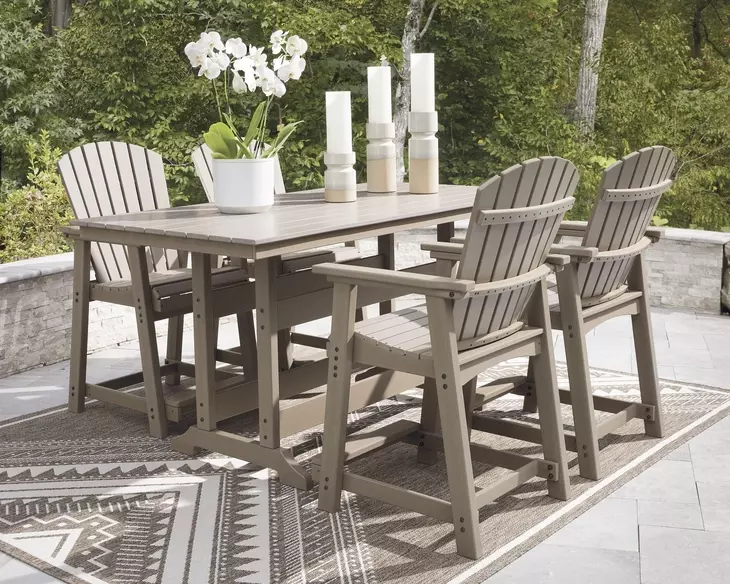 Sandy Dune Medium Brown 72" Rectangular Outdoor Counter Height Dining Room Set