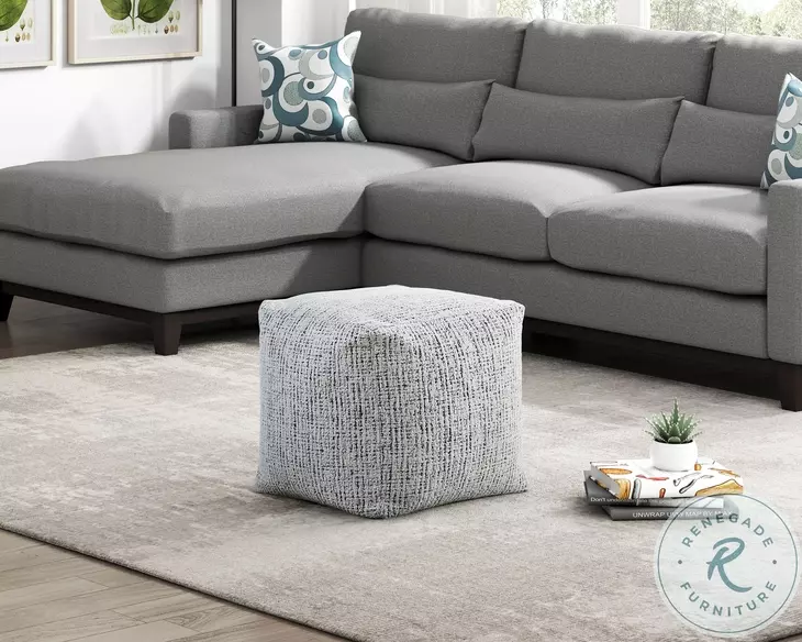 Easley Black And White Pouf