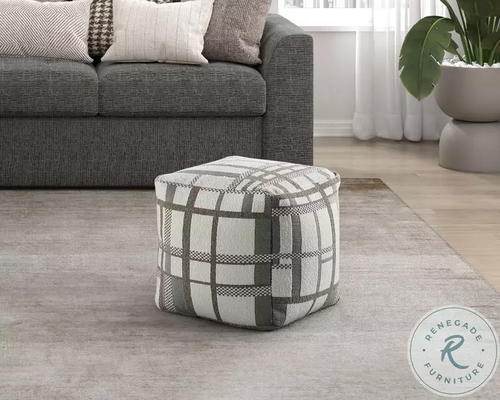 Monica Gray Brown And Beige Pouf
