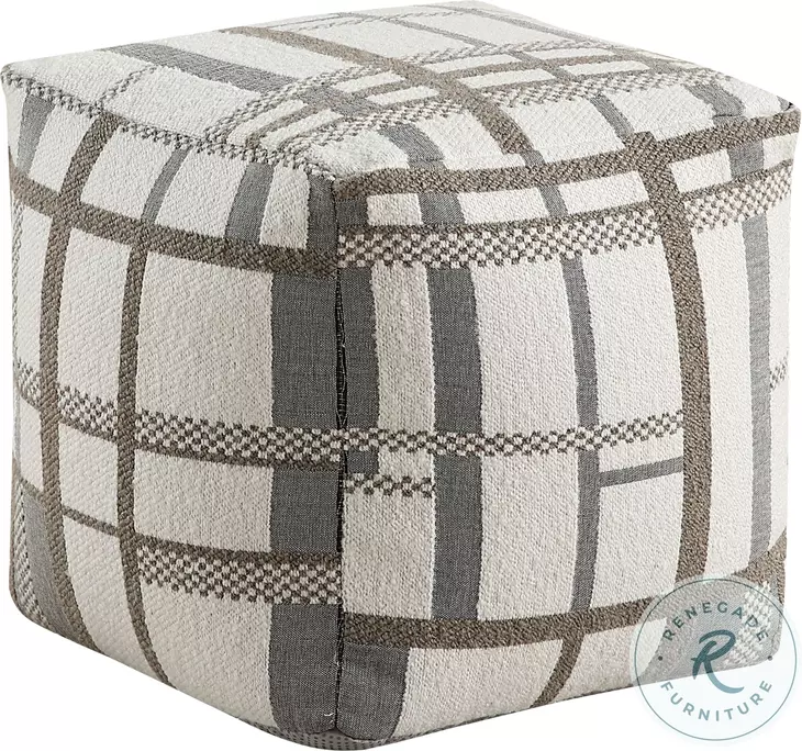 Monica Gray Brown And Beige Pouf