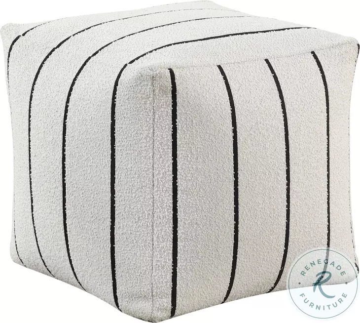 Pewter Black And Off White Pouf