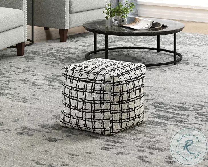 Misty Black And White Pouf