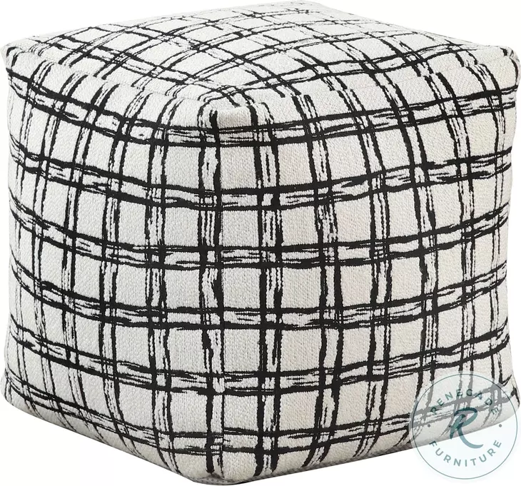 Misty Black And White Pouf