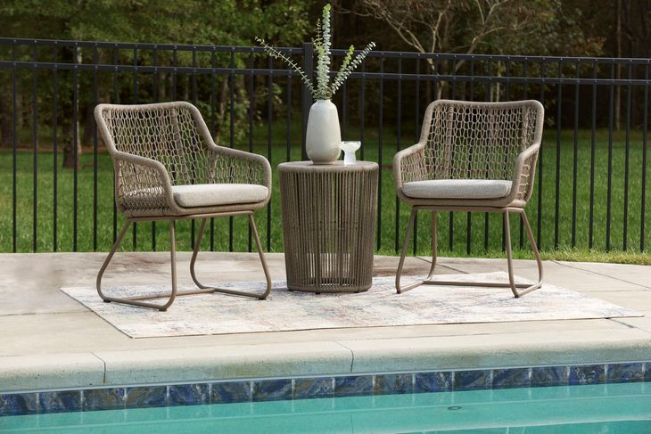 Monarch Heights Beige Performance Fabric 3 Piece Outdoor Conversation Set