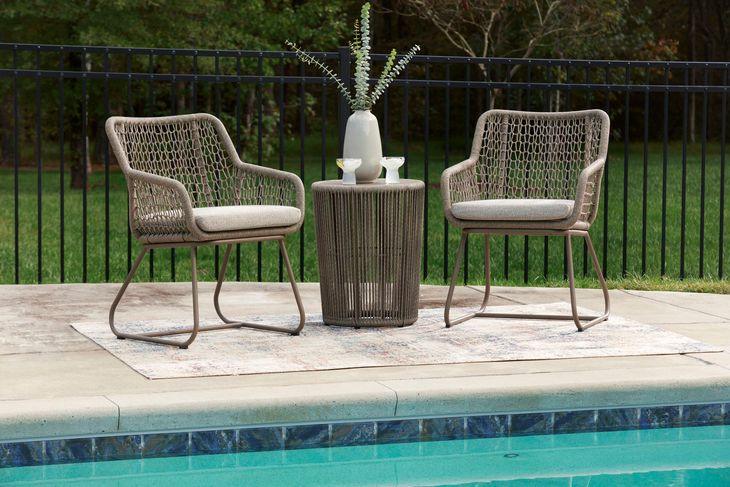 Monarch Heights Beige Performance Fabric 3 Piece Outdoor Conversation Set