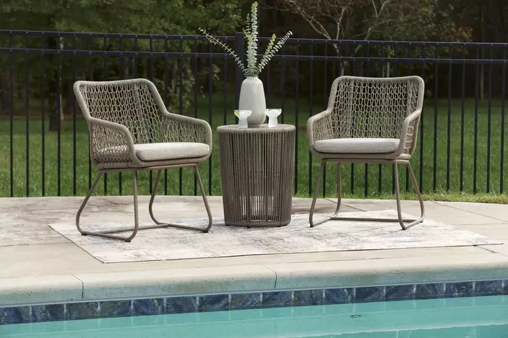 Monarch Heights Beige Performance Fabric 3 Piece Outdoor Conversation Set