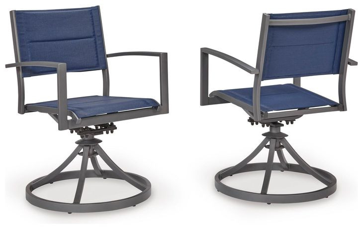 Point Bonita Blue Outdoor Sling Swivel Chair Set of 2