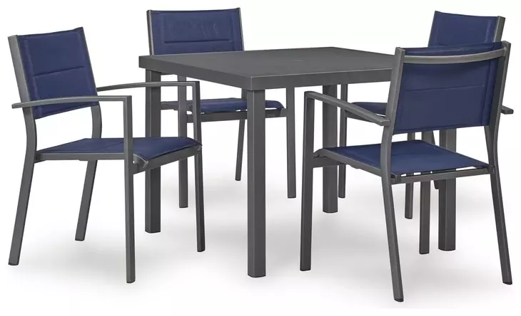 Point Bonita Blue Upholstered Outdoor Sling Arm Chair Set of 4