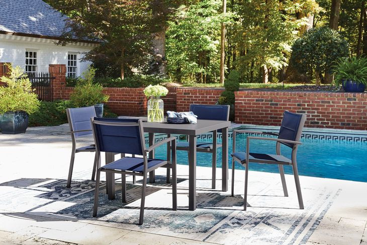 Point Bonita Gray 38" Square Outdoor Dining Room Set