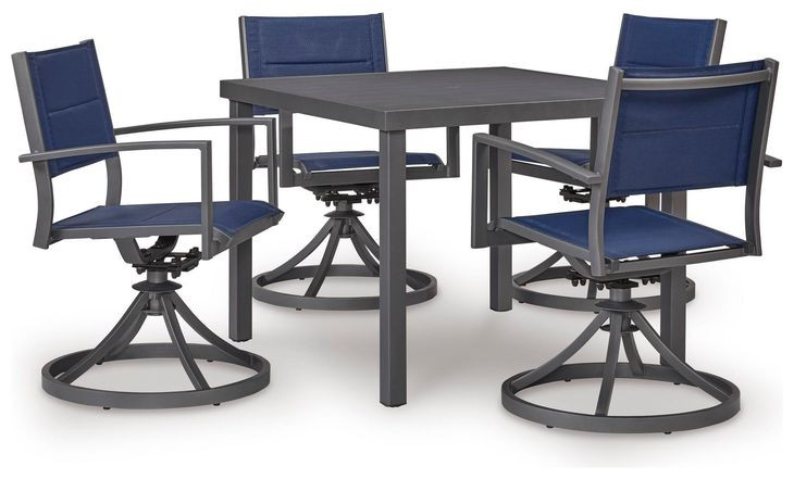 Point Bonita Blue Outdoor Sling Swivel Chair Set of 2