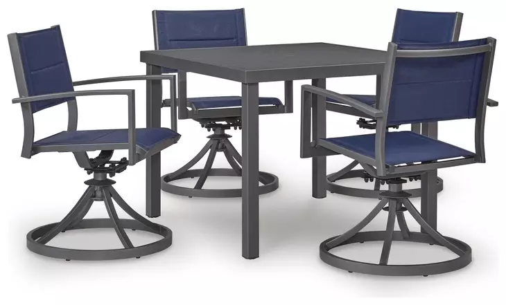 Point Bonita Blue Outdoor Sling Swivel Chair Set of 2