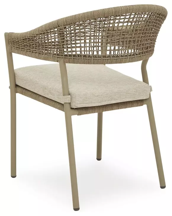 Ocean Park Beige 49" Round Outdoor Sintered Stone Top Dining Room Set