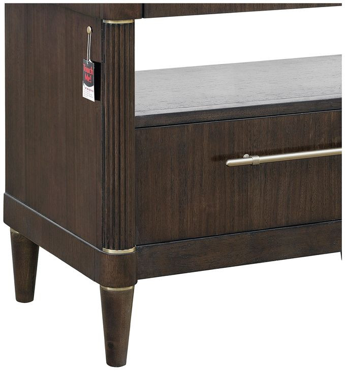 Oakridge Medley Piano Brown 2 Drawers Bachelor's Chest with USB Charging and LED Lighting