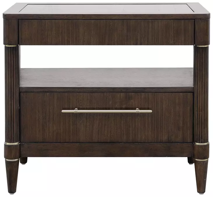 Oakridge Medley Piano Brown 2 Drawers Bachelor's Chest with USB Charging and LED Lighting