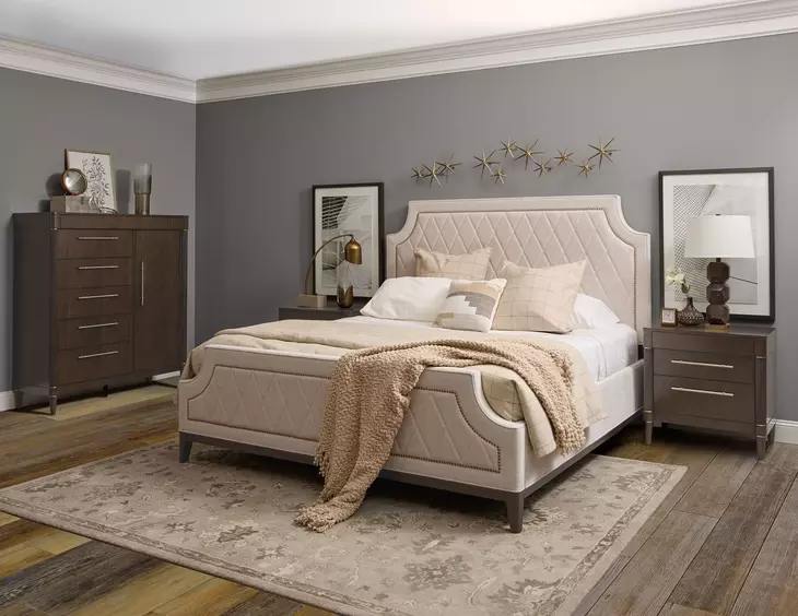 Oakridge Medley Piano Brown 3 Drawer Nightstand with USB Charging and LED Lighting