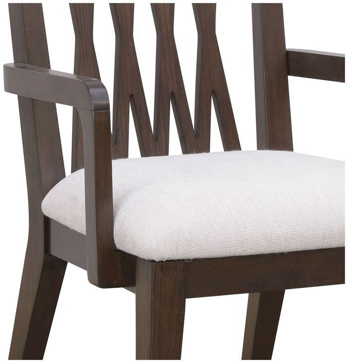 Asher Park White Upholstered Dining Arm Chair with Wood Back