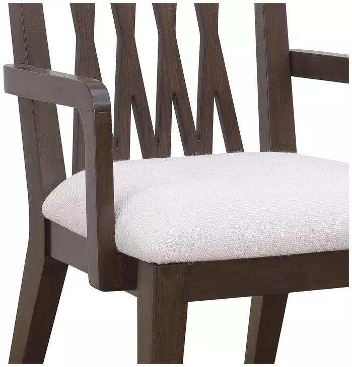 Oakridge Medley White Wood Back Upholstered Dining Arm Chair