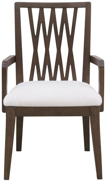 Asher Park White Upholstered Dining Arm Chair with Wood Back