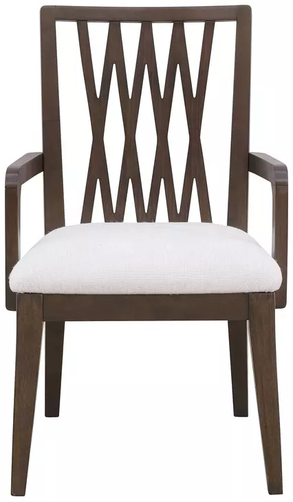 Oakridge Medley White Wood Back Upholstered Dining Arm Chair