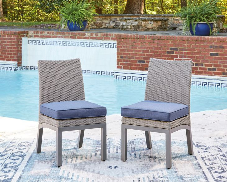 Dillon Beach Blue Performance Fabric Outdoor Side Chair with Cushion Set of 2