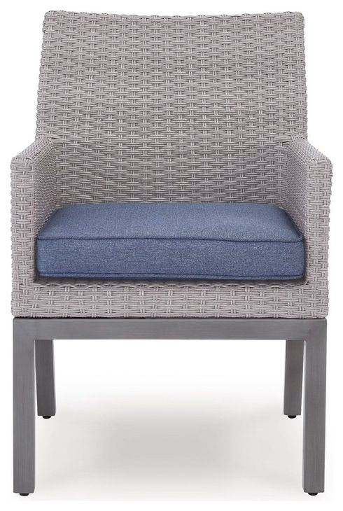 Dillon Beach Blue Performance Fabric Outdoor Arm Chair with Cushion Set of 2