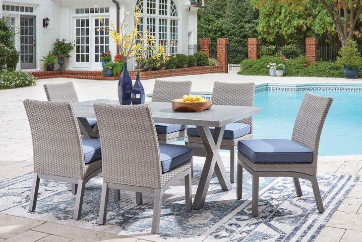 Dillon Beach Blue Performance Fabric Outdoor Side Chair with Cushion Set of 2