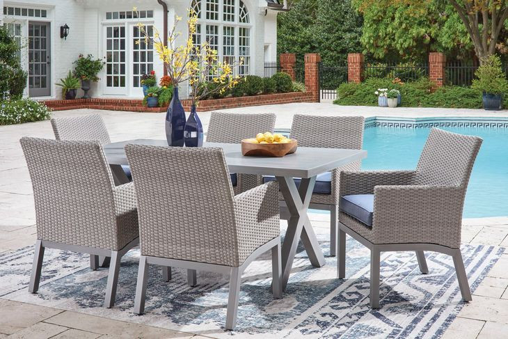 Dillon Beach Blue Performance Fabric Outdoor Arm Chair with Cushion Set of 2