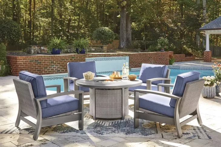 Dillon Beach Blue Performance Fabric Outdoor Rocker Lounge Chair