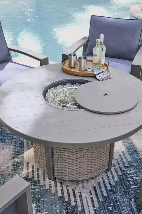 Dillon Beach Gray 48" Round Outdoor Fire Pit Table