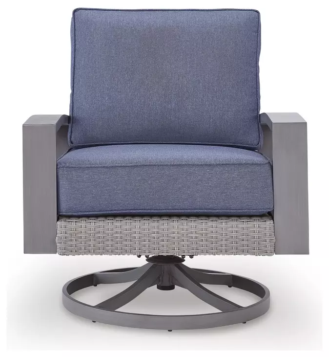 Dillon Beach Blue Performance Fabric Outdoor Swivel Lounge Chair