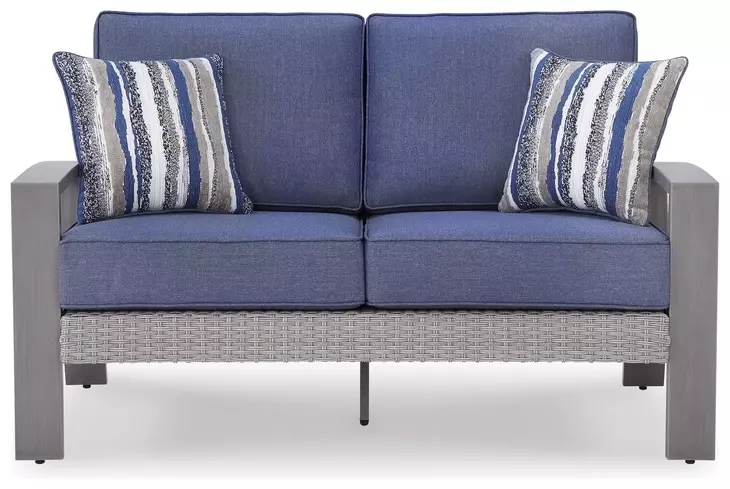 Dillon Beach Blue Performance Fabric 59" Outdoor Loveseat with Cushion
