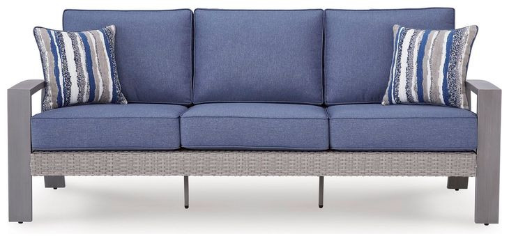 Dillon Beach Blue Performance Fabric 85" Outdoor Sofa with Cushion