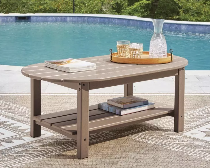 Cliffs Beach Driftwood Oval Outdoor Coffee Table