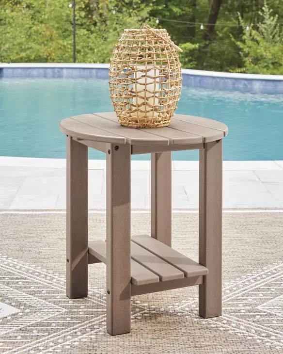 Cliffs Beach Driftwood Oval Outdoor End Table