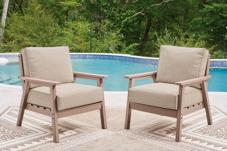 Cliffs Beach Gray Performance Fabric Outdoor Lounge Chair with Cushion Set of 2