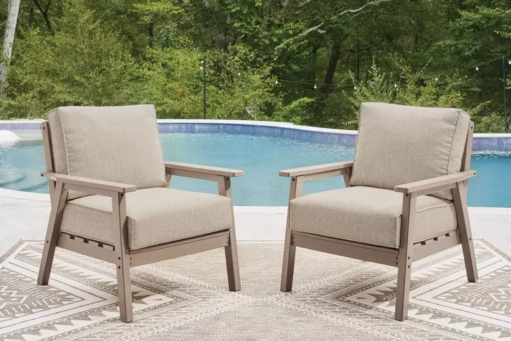 Cliffs Beach Gray Performance Fabric Outdoor Lounge Chair with Cushion Set of 2