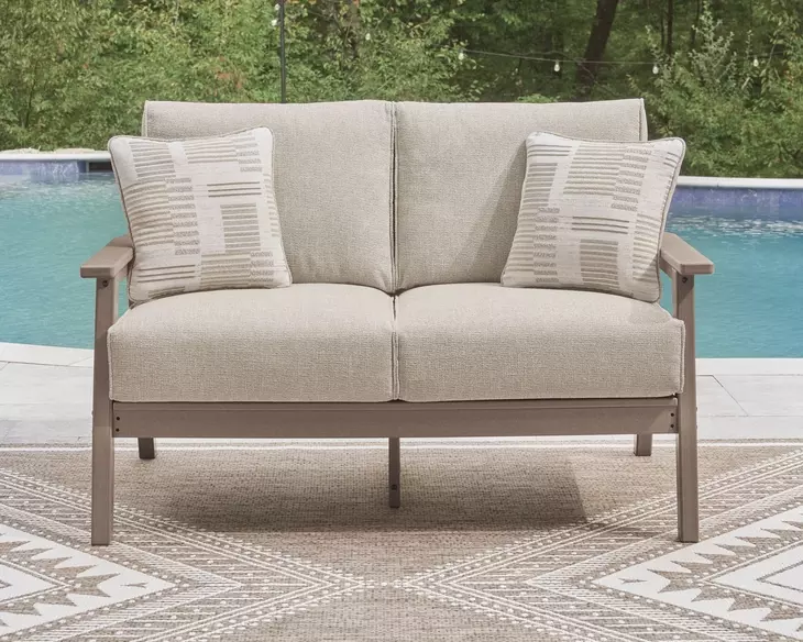Cliffs Beach Gray Performance Fabric 54" Outdoor Loveseat with Cushion