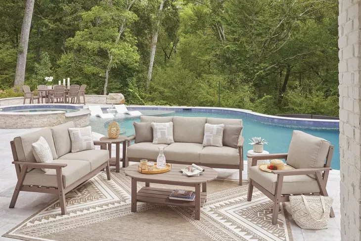 Cliffs Beach Driftwood Oval Outdoor Coffee Table