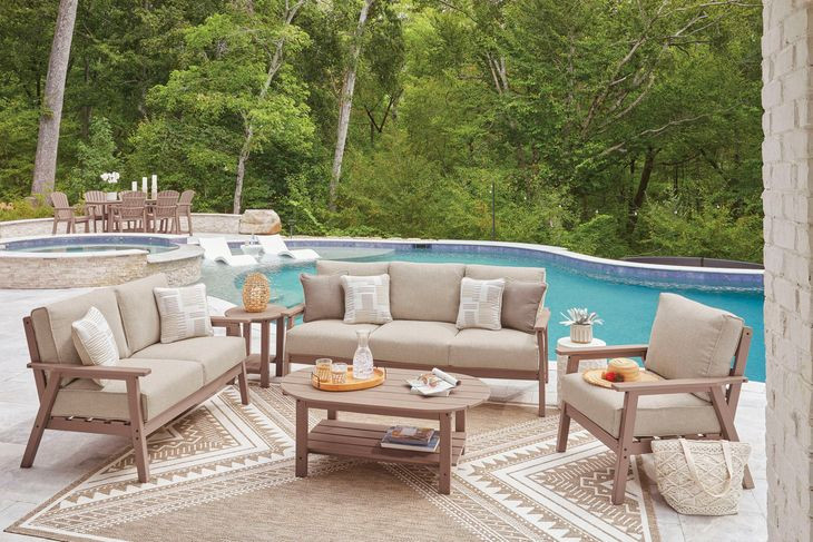 Cliffs Beach Gray Performance Fabric Outdoor Living Room Set
