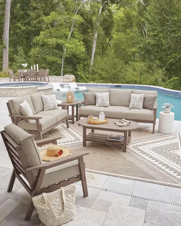 Cliffs Beach Gray Performance Fabric 54" Outdoor Loveseat with Cushion