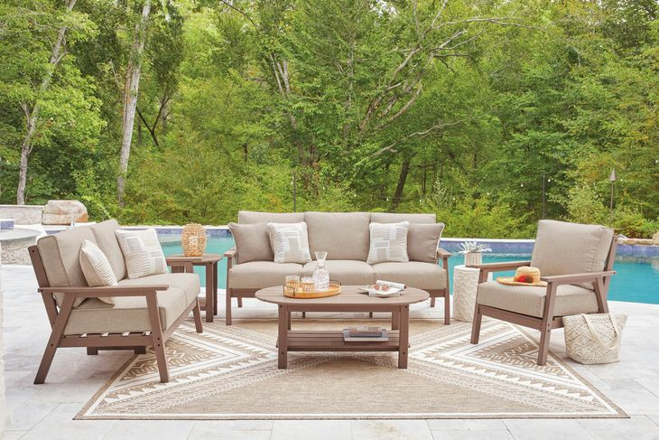 Cliffs Beach Gray Performance Fabric Outdoor Living Room Set