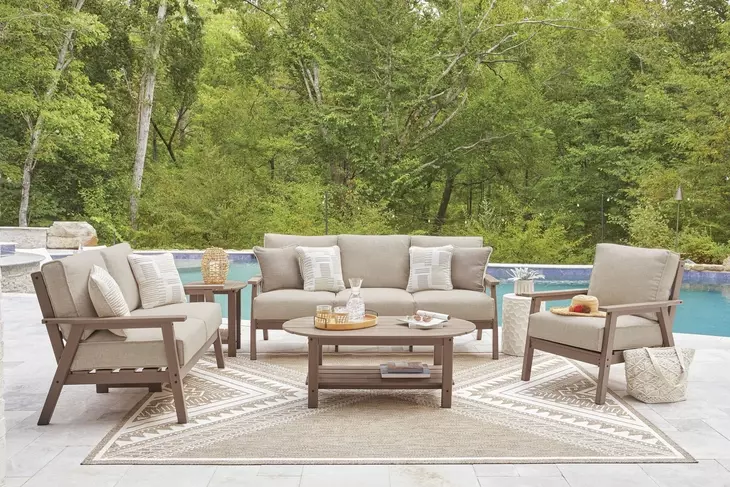 Cliffs Beach Gray Performance Fabric Outdoor Living Room Set
