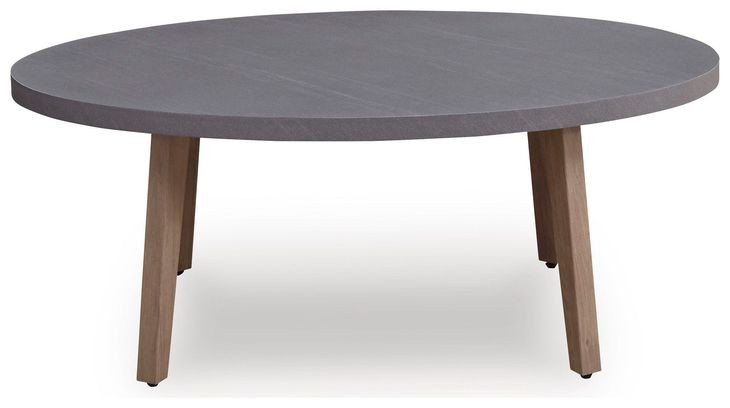 Francis Beach Natural and Gray Oval Outdoor Coffee Table