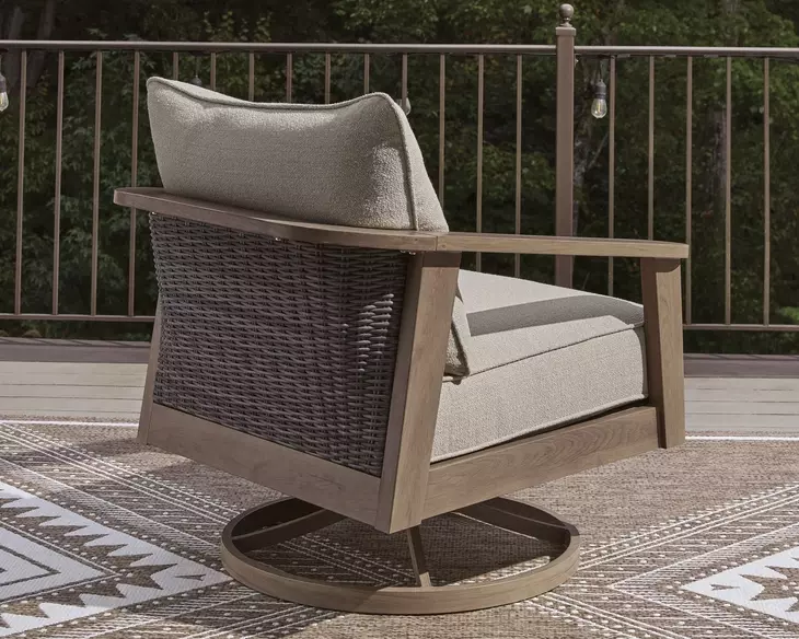 Francis Beach Gray Performance Fabric Outdoor Swivel Rocker Lounge Chair with Cushion