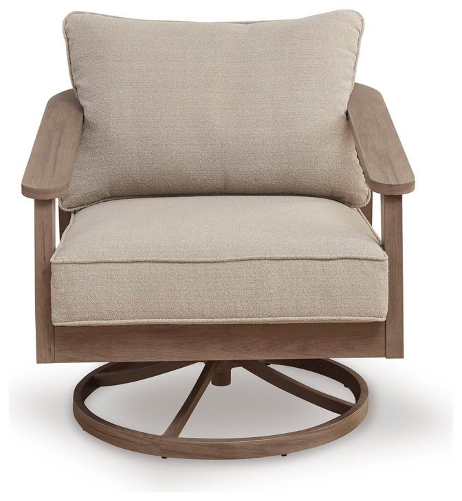 Francis Beach Gray Performance Fabric Outdoor Swivel Rocker Lounge Chair with Cushion