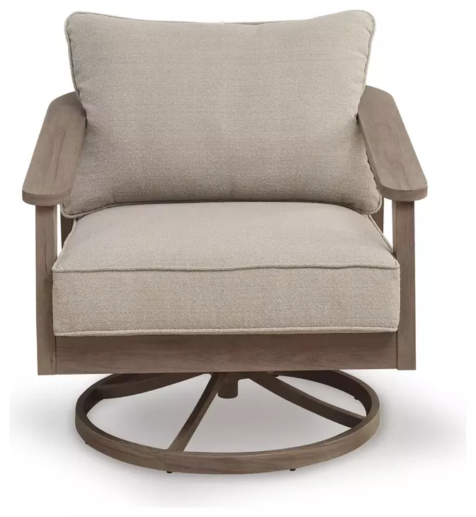 Francis Beach Gray Performance Fabric Outdoor Swivel Rocker Lounge Chair with Cushion